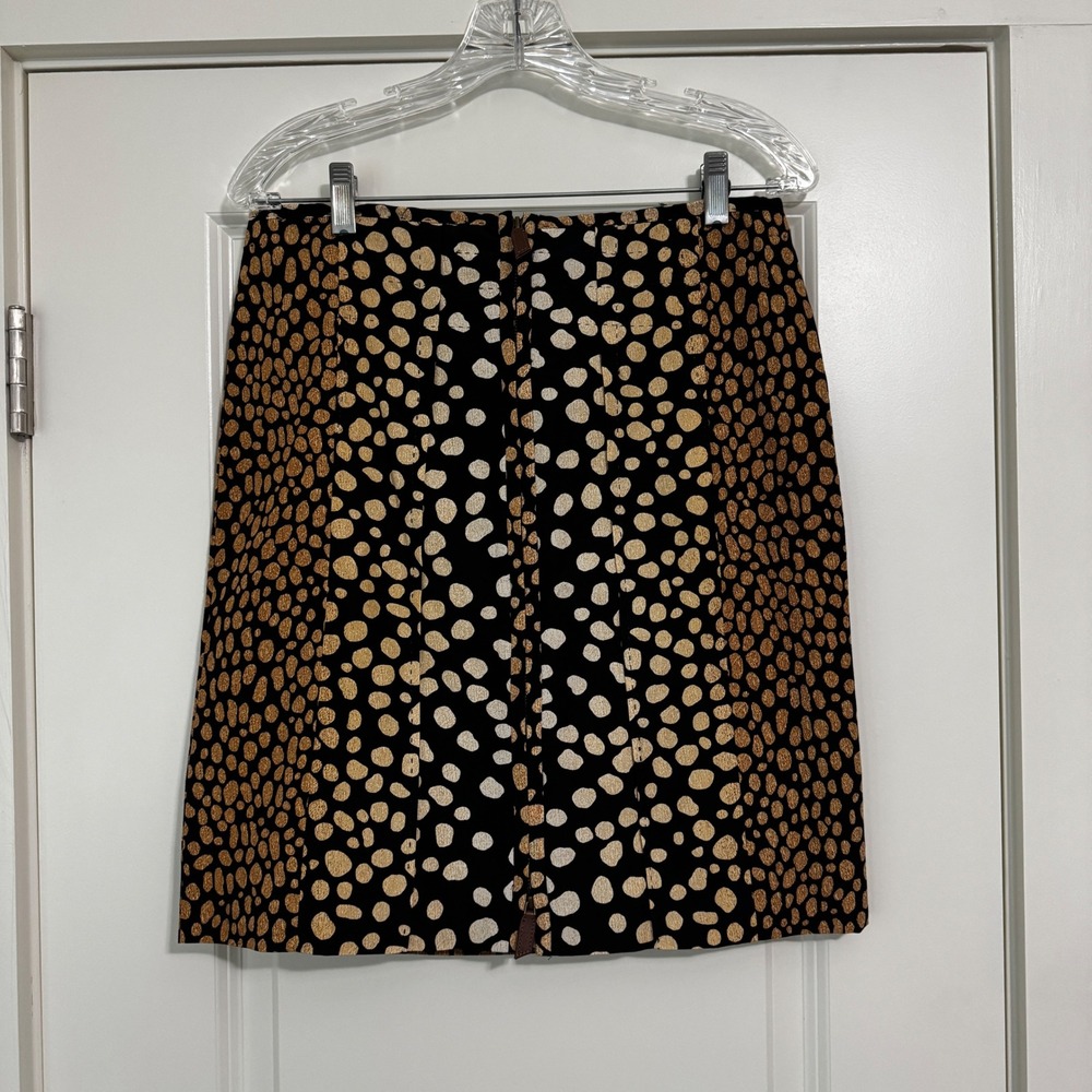 Per Se 6 Silk Blend Polka Dot Animal Print Mini Skirt w/ Zip Front Modern